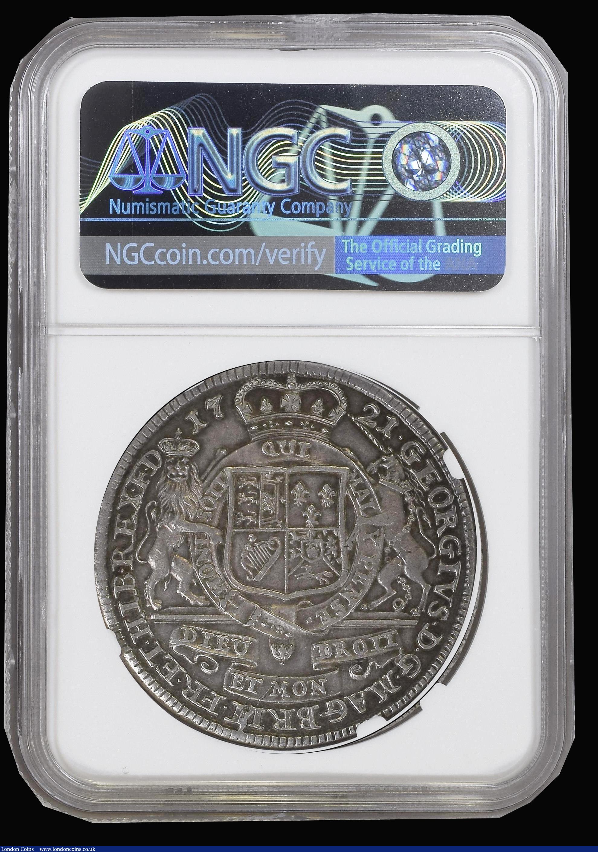 London Coins : A180 : Lot 979 : German States - Brunswick-Luneburg-Calenberg-Hannover Thaler 1721 HCB Obverse: Horse leaping left, R...