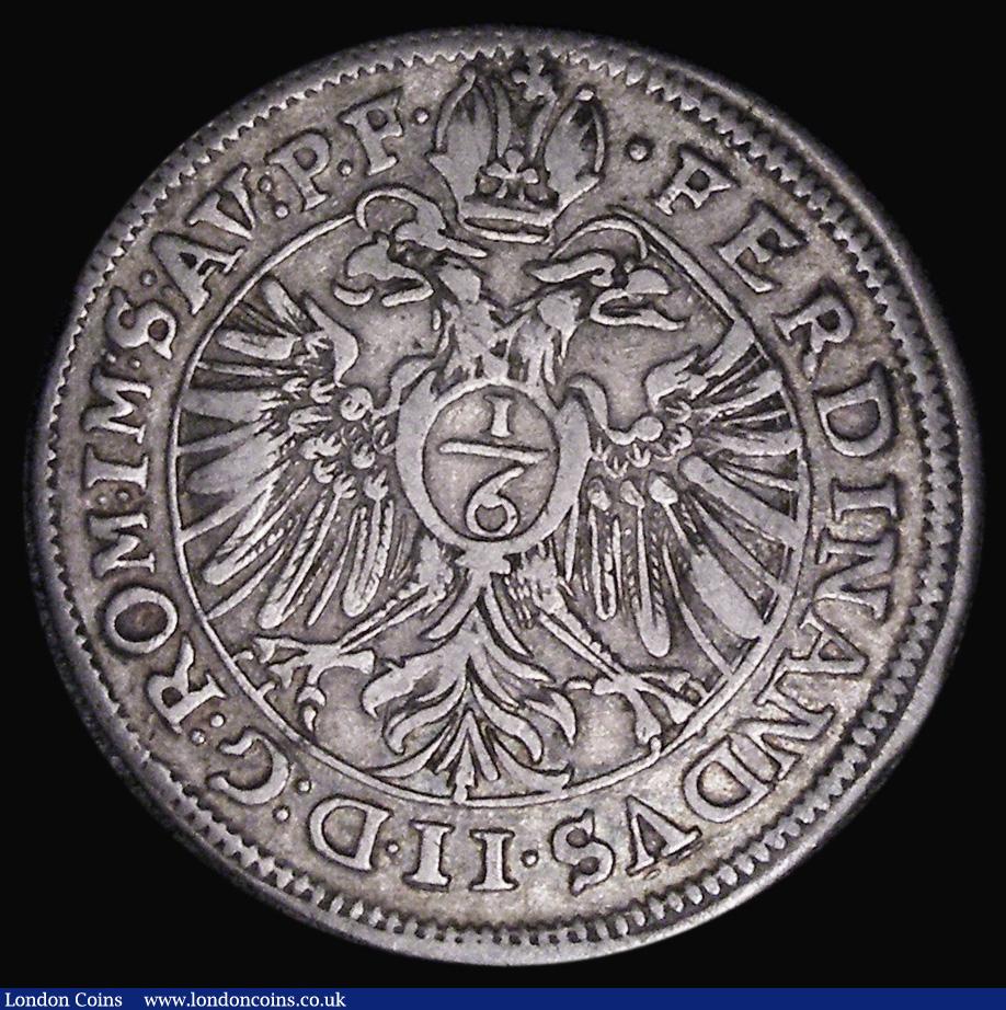 London Coins : A181 : Lot 1007 : German States - Augsburg 1/6 Thaler 1623 KM#A18 About VF, Rare (lists at $575 VF in Krause)