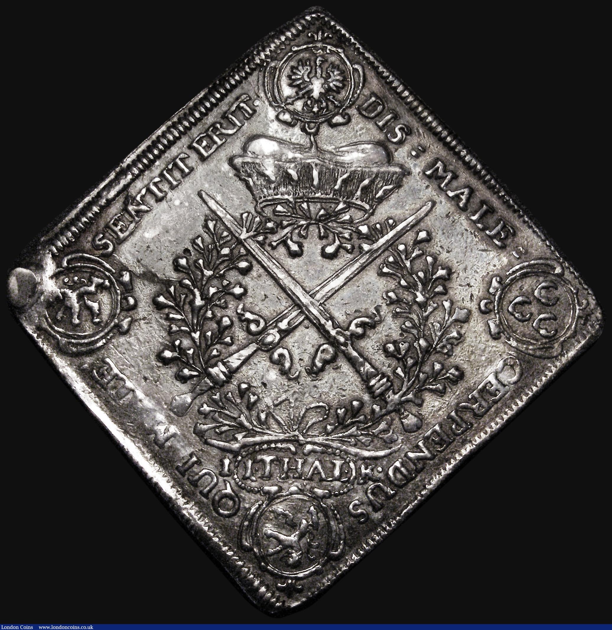London Coins : A181 : Lot 1019 : German States Saxony Thaler 1693 Johann George IV Receiving The Order of The Garter KM642 (square Kl...