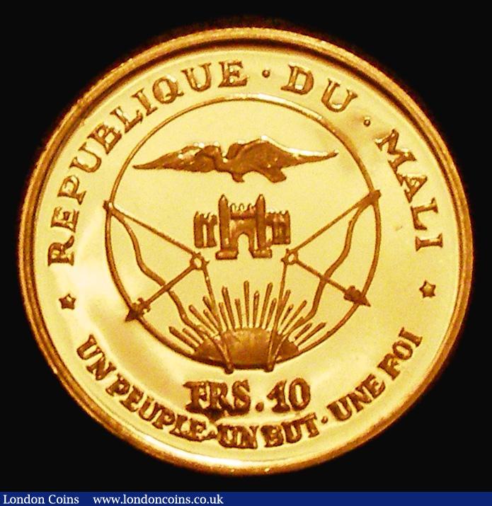 London Coins : A181 : Lot 1095 : Mali 10 Francs 1967 President Mobido Keita, Gold Proof, 3.18 grammes of .900 gold KM#5 nFDC with som...
