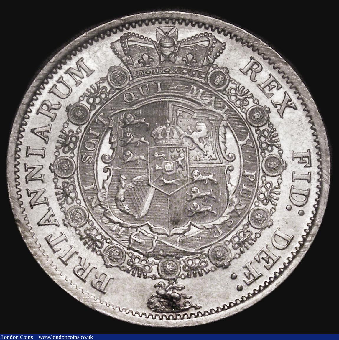 London Coins : A181 : Lot 1813 : Halfcrown 1817 Bull Head ESC 616, Bull 2090, EF with a tone spot on the reverse, the reverse rim wit...