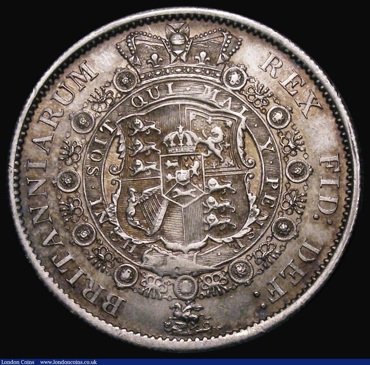 London Coins : A181 : Lot 1814 : Halfcrown 1817 Bull Head ESC 616, Bull 2090, UNC with gold toning in places, in an LCGS holder and g...