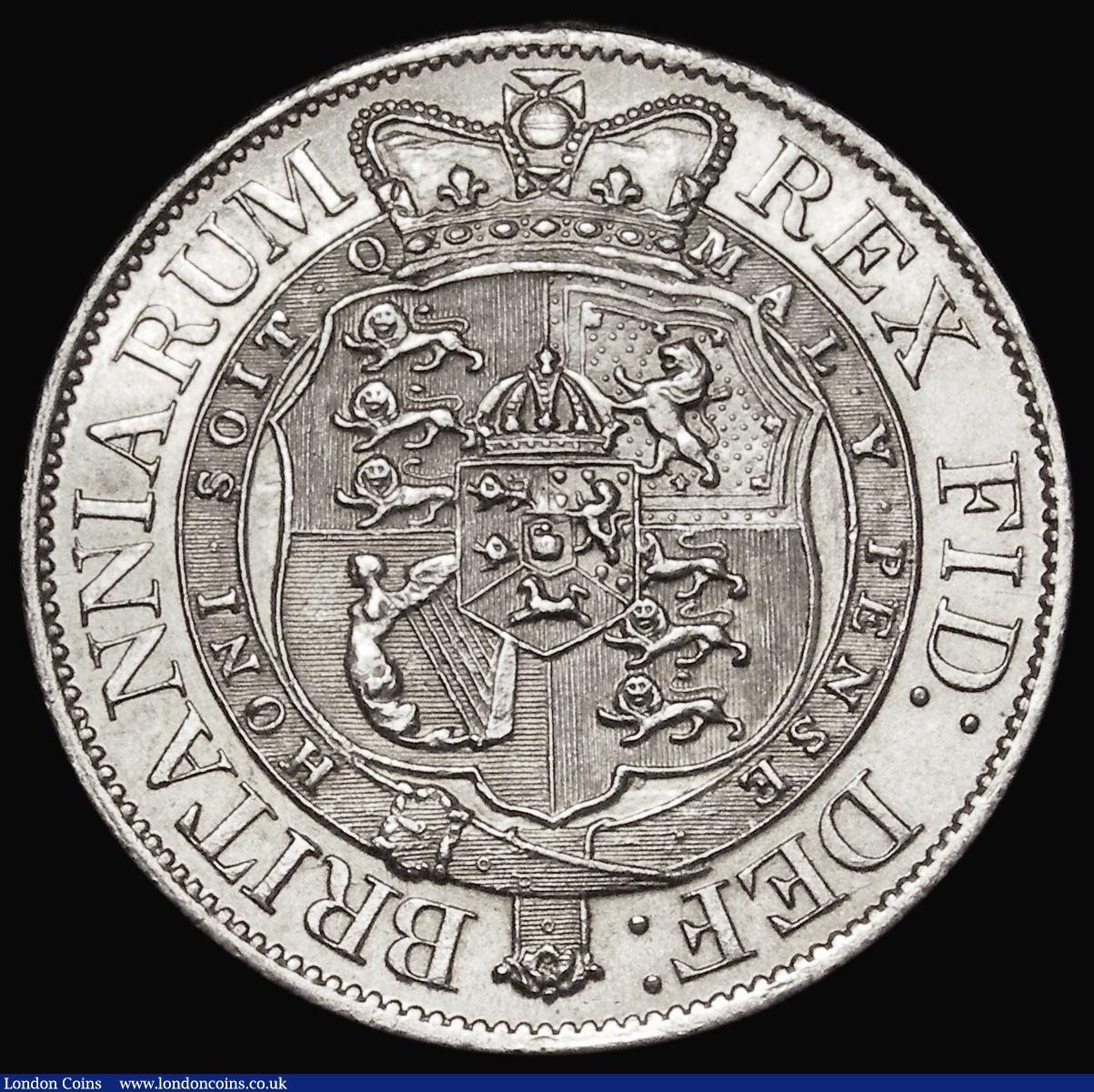 London Coins : A181 : Lot 1816 : Halfcrown 1818 ESC 621, Bull 2099 EF the obverse with some contact marks and minor hairlines