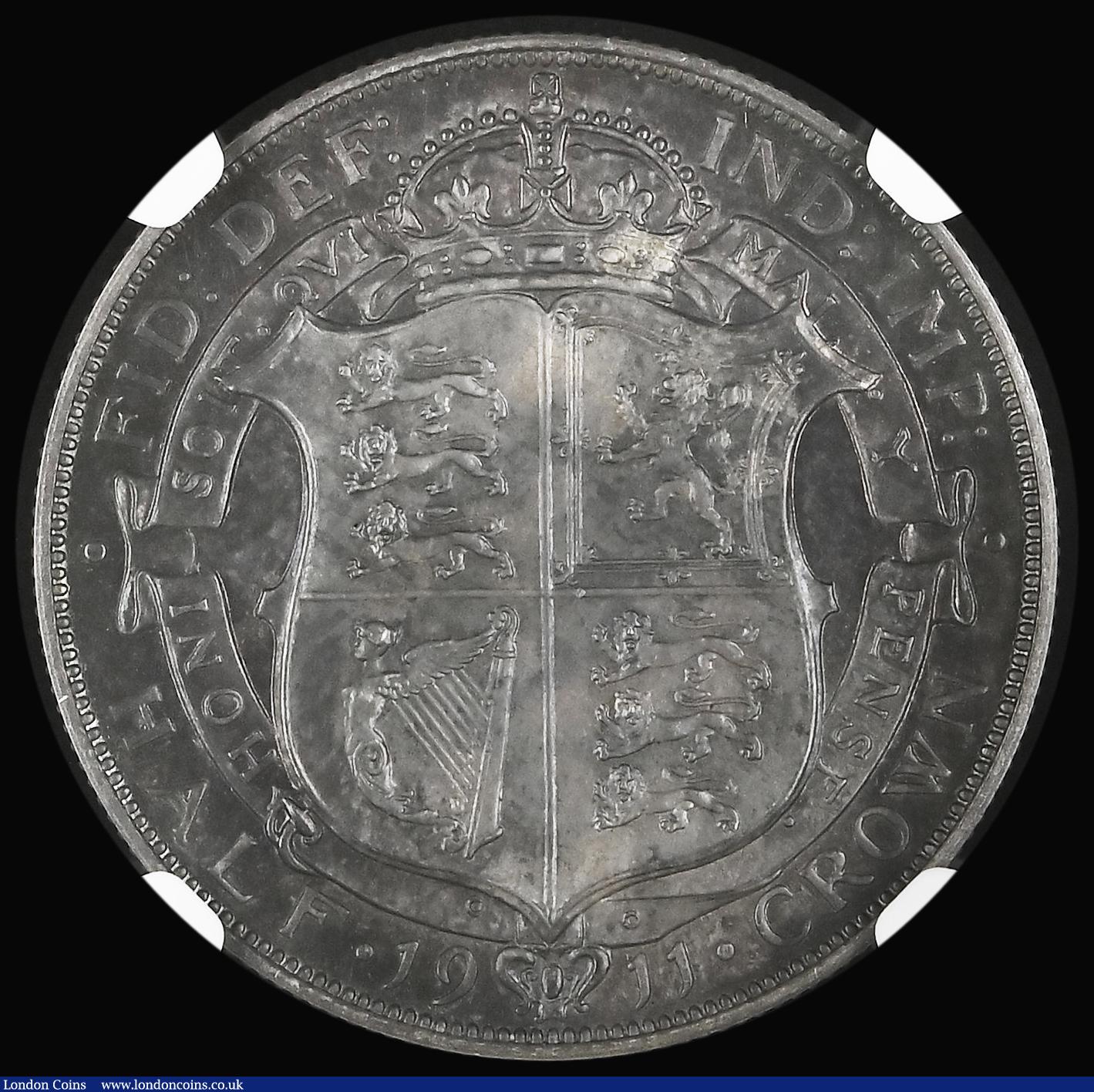 London Coins : A181 : Lot 1853 : Halfcrown 1911 Proof ESC 758, Bull 3710 deeply and attractively toned, in an NGC holder and graded P...