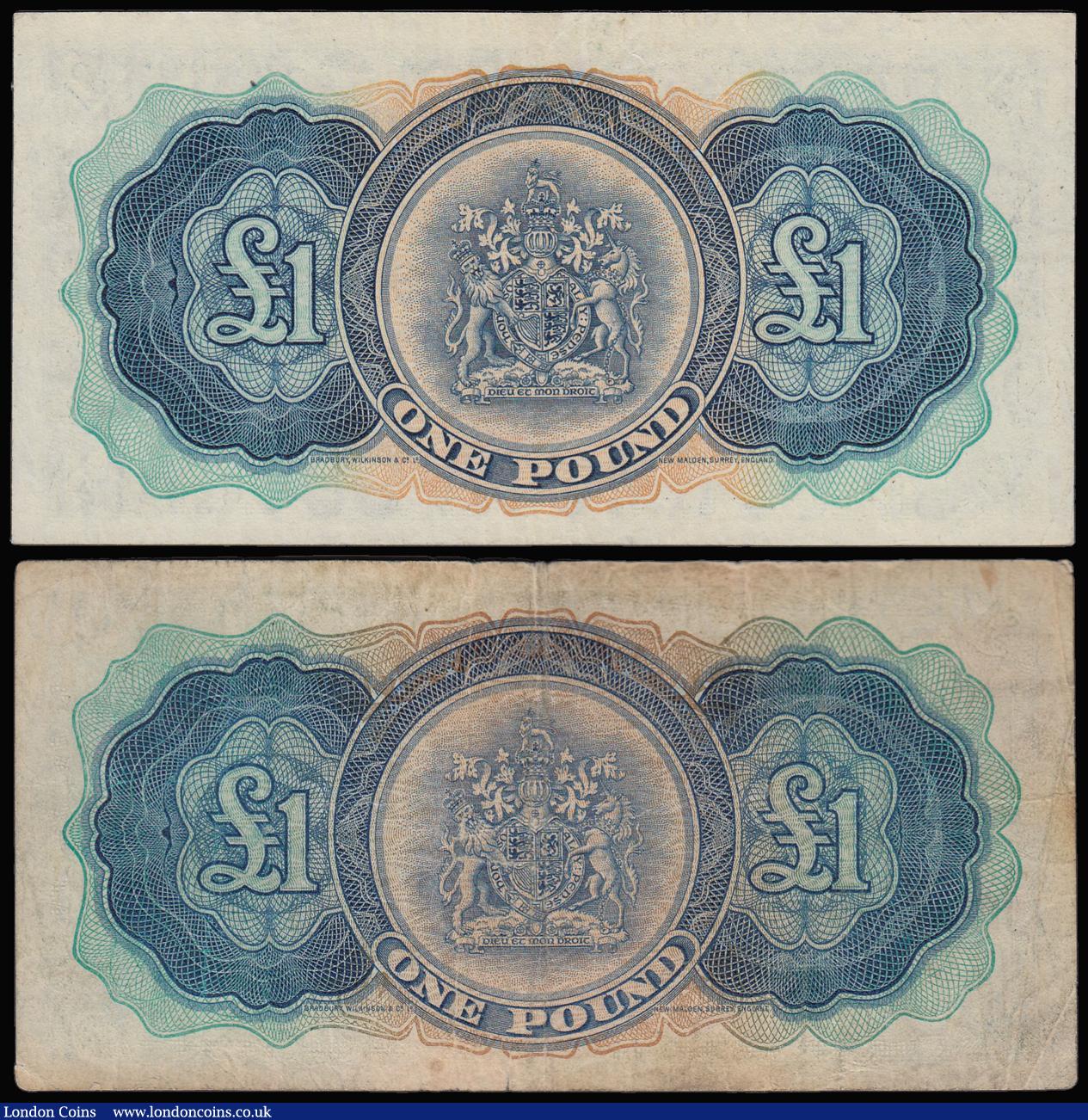 London Coins : A181 : Lot 223 : Bermuda One Pounds Young QE II (2) 1st May 1957 VF and 1st October 1966 About Fine (tiny tear bottom...