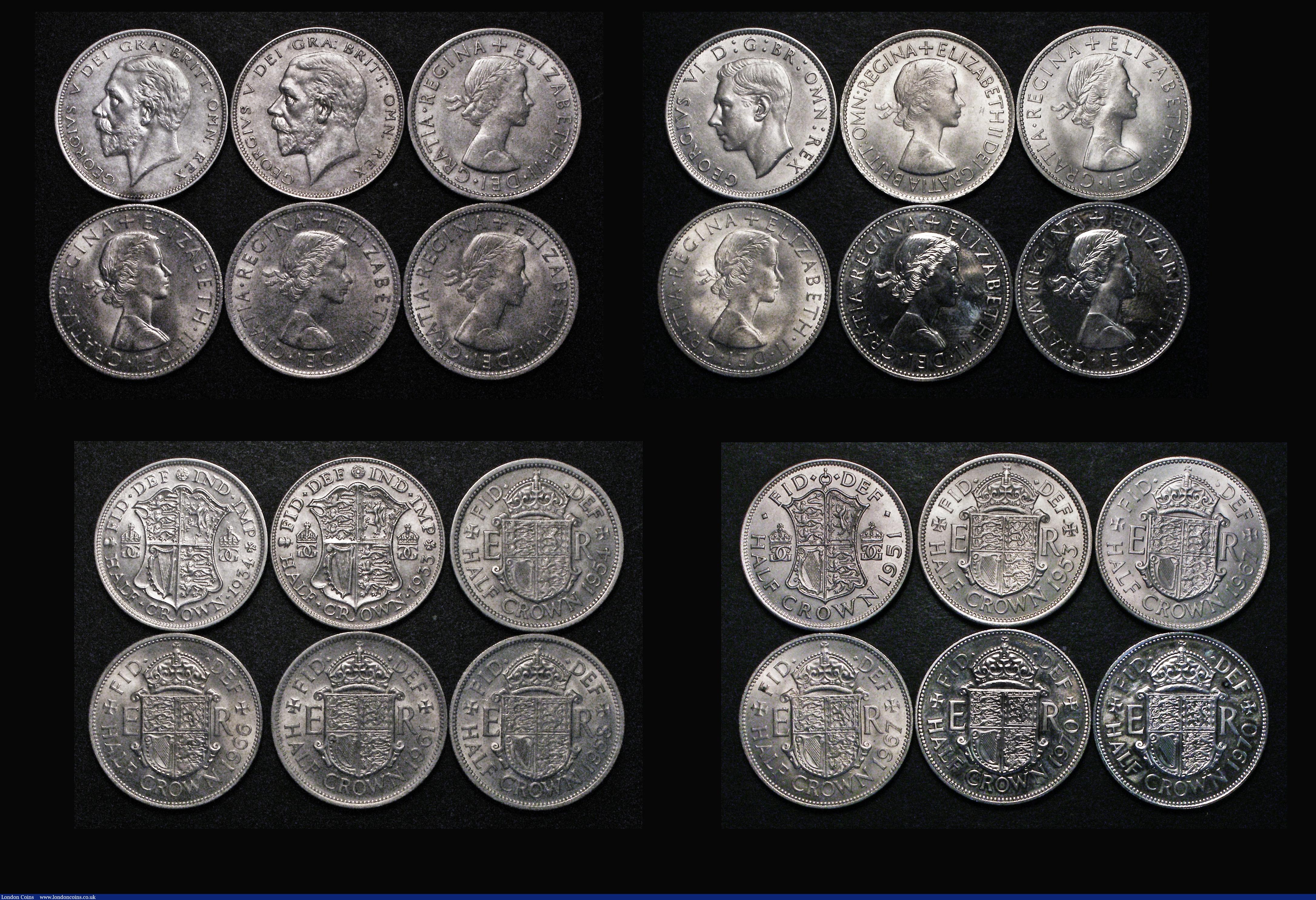 London Coins : A181 : Lot 2382 : Crowns and Halfcrowns (30) comprising Crowns (5) 1708E VG, 1819 LIX VG, 1820 LX VG, 1935 VG, 1980 EF...