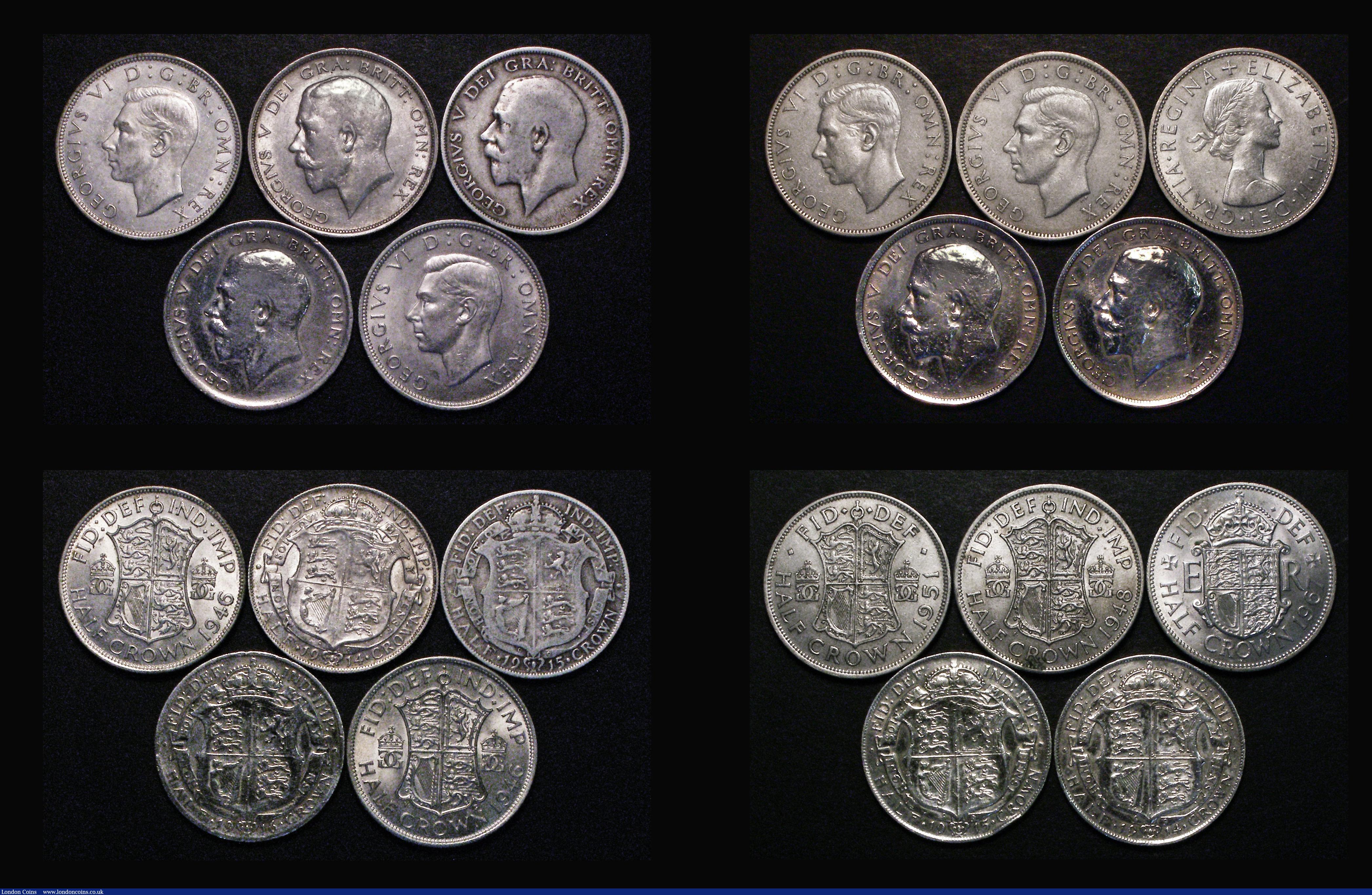 London Coins : A181 : Lot 2419 : Halfcrowns (20) 1707E SEXTO edge VG, 1708E Z-type 1 VG, 1836 NVG, 1912 Fine/Good Fine, 1914 (2) Fine...