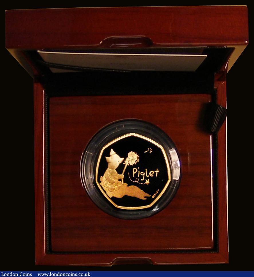 London Coins : A181 : Lot 454 : Fifty Pence 2020 Winnie the Pooh - Piglet S.H89 Gold Proof FDC or very near so with the slightest hi...