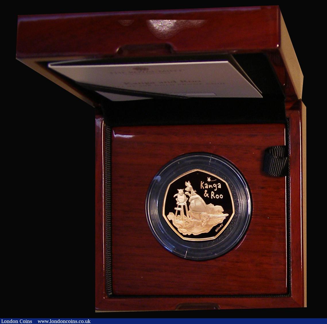 London Coins : A181 : Lot 471 : Fifty Pence 2022 Winnie the Pooh - Kanga and Roo S.H106 Gold Proof FDC in the Royal Mint box of issu...