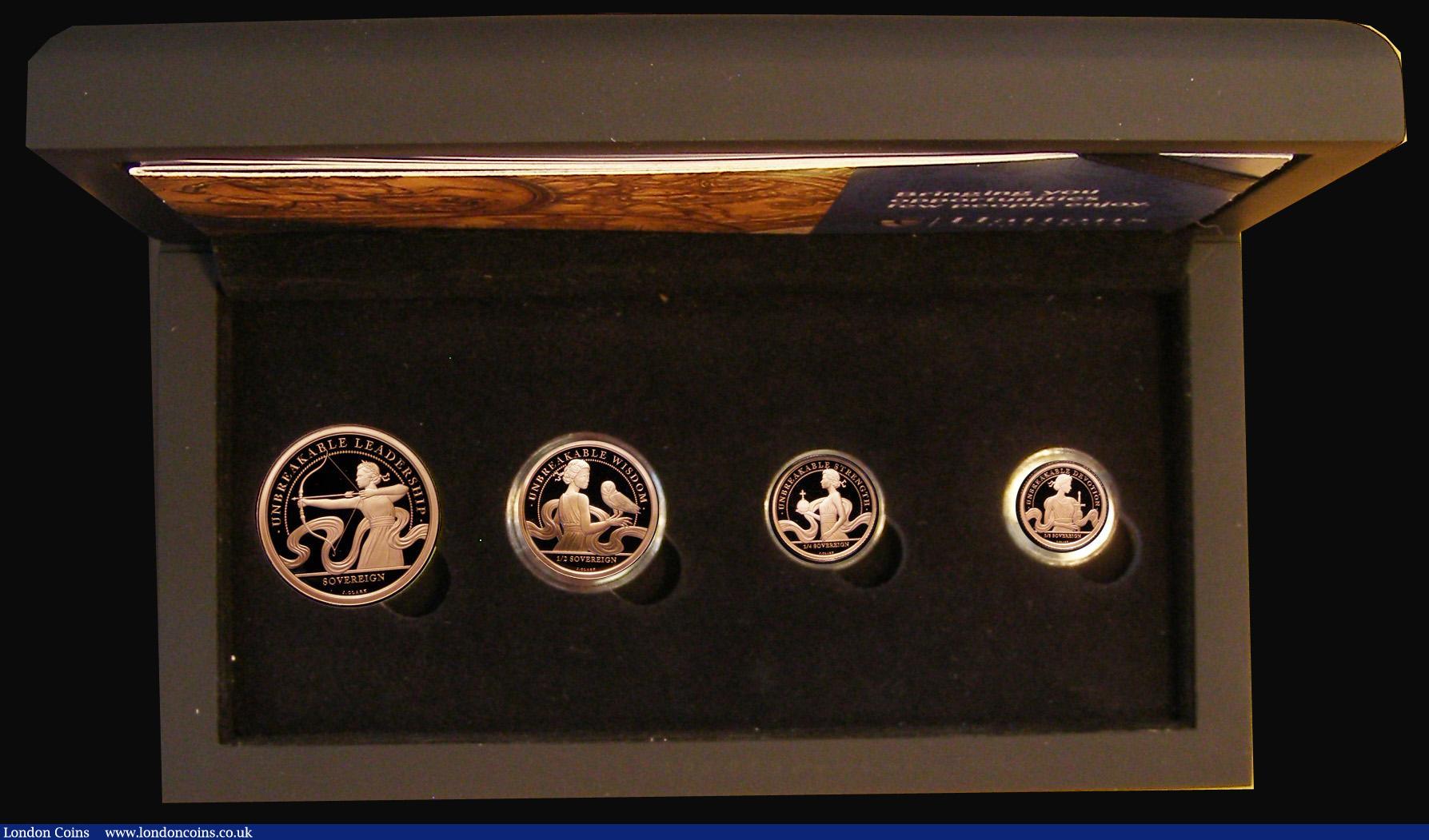 London Coins : A181 : Lot 604 : Alderney a 4-coin set 2022 struck in 22 carat gold alloyed with 2 carats of platinum, Queen Elizabet...