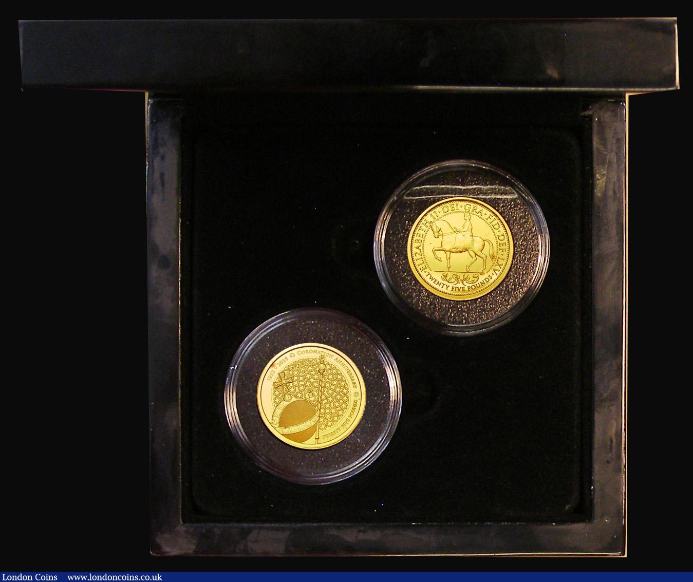 London Coins : A181 : Lot 610 : Alderney Twenty-Five Pounds 2018 Queen Elizabeth II 65th Anniversary of the Coronation 2-coin set in...