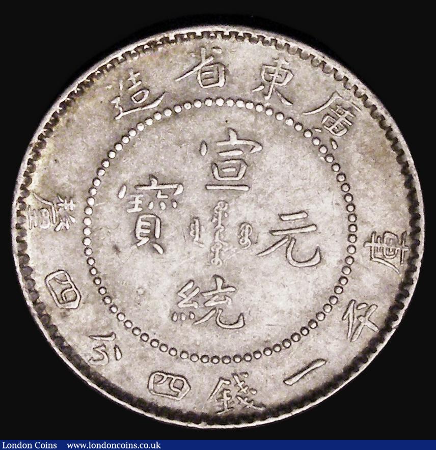 London Coins : A181 : Lot 958 : China - Kwangtung Province 20 Cents undated (1909-1911) Y#205 GVF/NEF the reverse with some toning