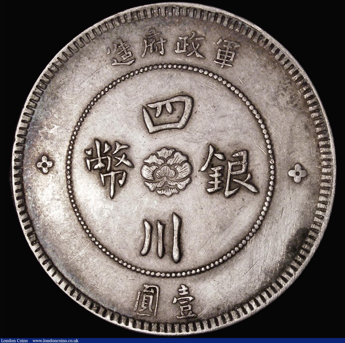 London Coins : A181 : Lot 968 : China - Szechuan Province Dollar Year 1 (1912) Y#456, 25.79 grammes, VF toned with a series of fine ...