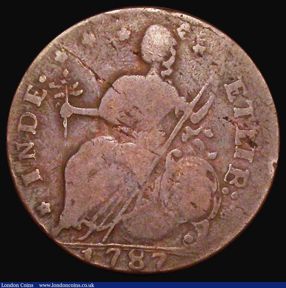 London Coins : A182 : Lot 1400 : USA Halfpenny Connecticut 1787 Bust facing left, Blunt stars in legend, Breen 775, minor surface fla...
