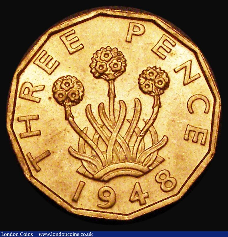 London Coins : A182 : Lot 2184 : Brass Threepence 1948 Peck 2390 UNC and almost fully lustrous with a few small flecks of tone 