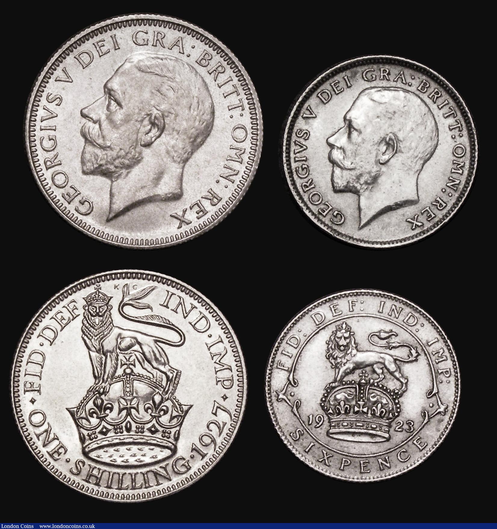 London Coins : A182 : Lot 2619 : Halfcrown 1890 ESC 723, Bull 2775 About EF, nicely toned, Shilling 1927 Second Reverse ESC 1439, Bul...