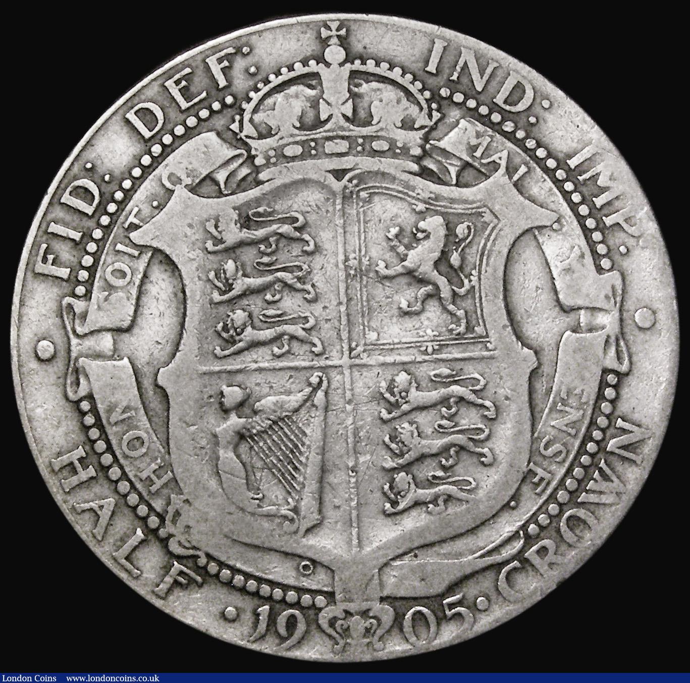 London Coins : A182 : Lot 2652 : Halfcrown 1905 ESC 750, Bull 3571 VG/About VG, the key date in the Edward VII series