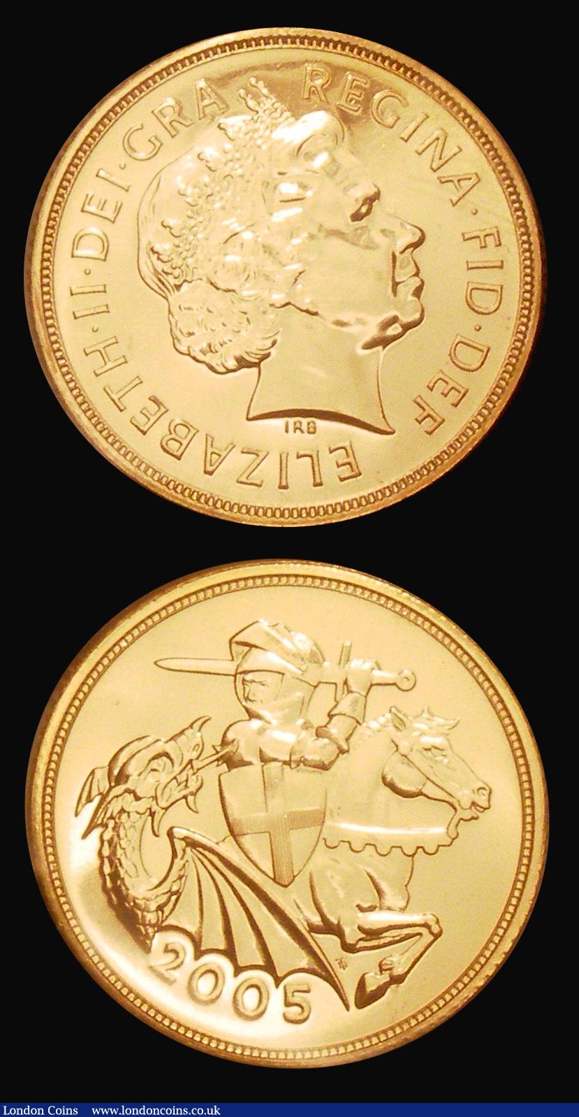 London Coins : A182 : Lot 3334 : Sovereign and Half Sovereign 2005 BU one year reverse type