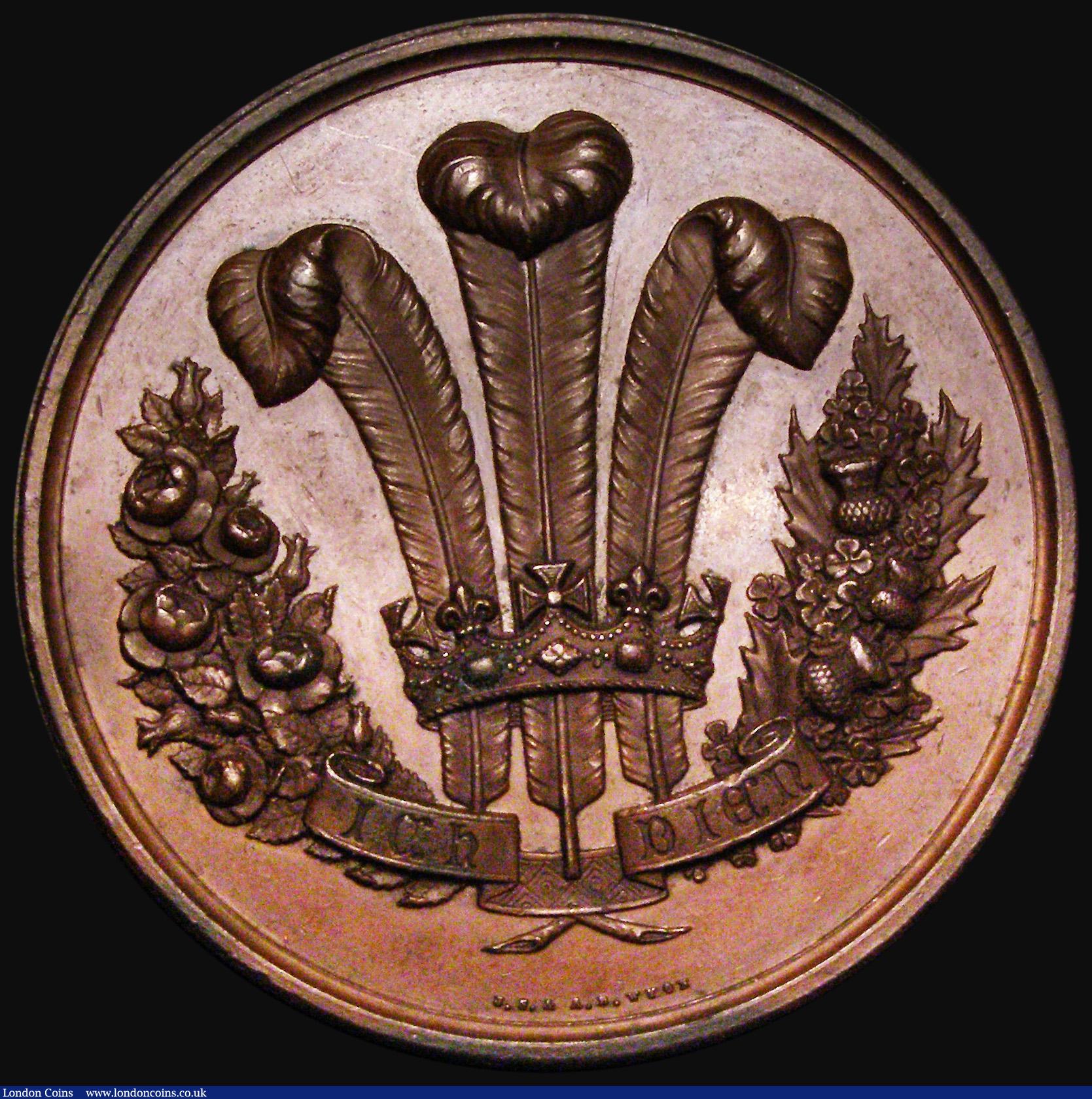 London Coins : A182 : Lot 822 : Prince of Wales undated, (struck 1872), 51mm diameter in bronze by J.S. and A.B. Wyon, Obverse: Bust...