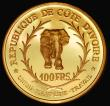 London Coins : A182 : Lot 1234 : Ivory Coast 100 Francs Gold 1966 Proof, Reverse: Elephant within wreath KM#5 nFDC retaining practica...