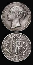 London Coins : A182 : Lot 1890 : Crowns (2) 1845 Cinquefoil Stops on edge ESC 282, Bull 2564 Bold VG, 1847 Young Head ESC 286, Bull 2...