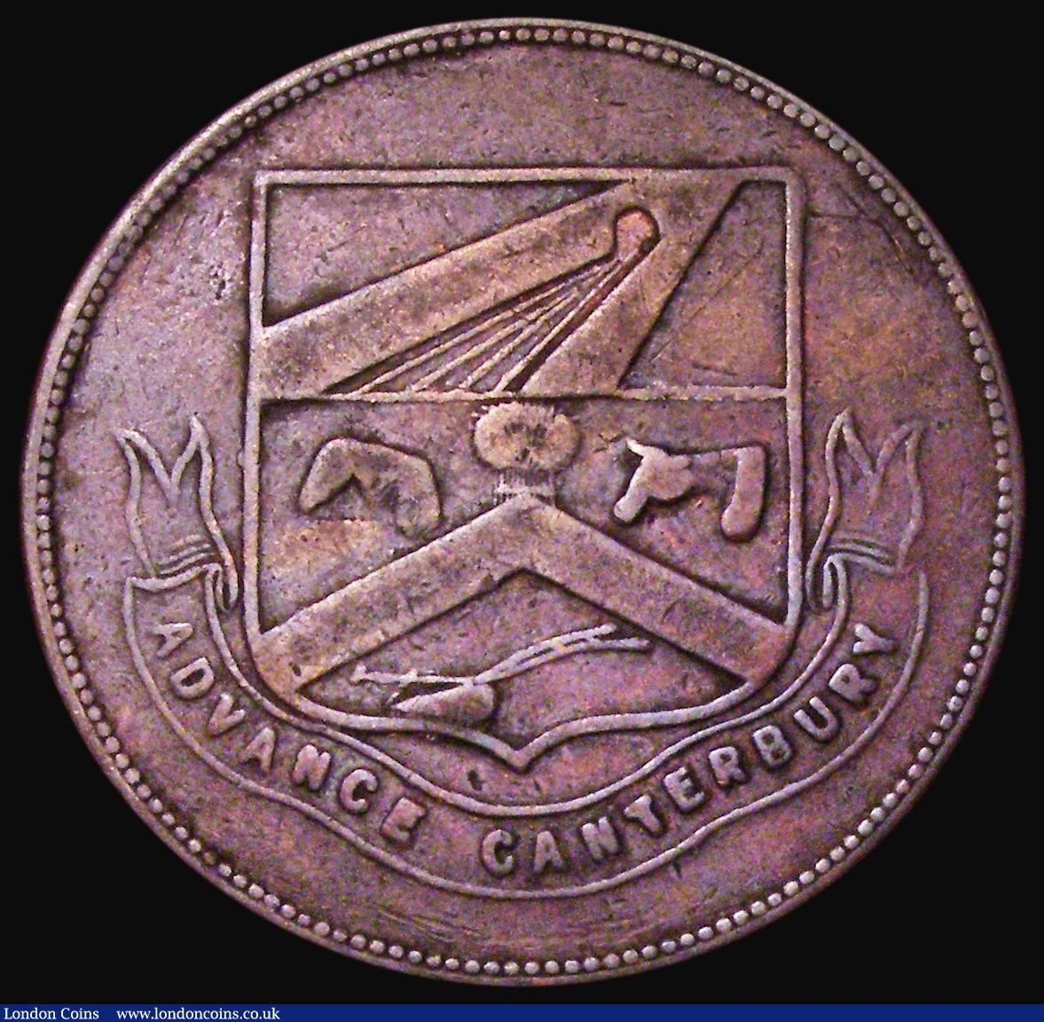London Coins : A183 : Lot 1076 : New Zealand Penny token undated (1874-5) Hobday & Jobberns, Christchurch KM#Tn31 VG or slightly ...