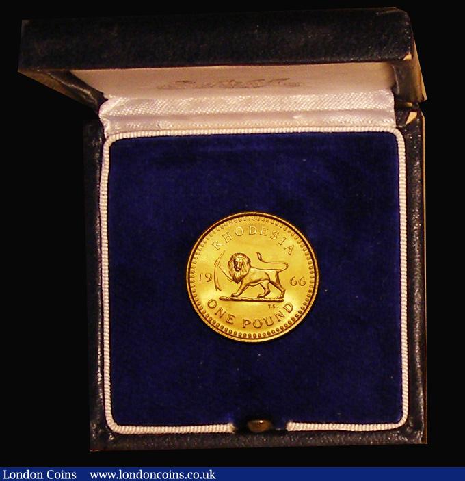 London Coins : A183 : Lot 1106 : Rhodesia One Pound 1966 Proof KM#6 nFDC to FDC retaining practically full mint lustre, in the origin...