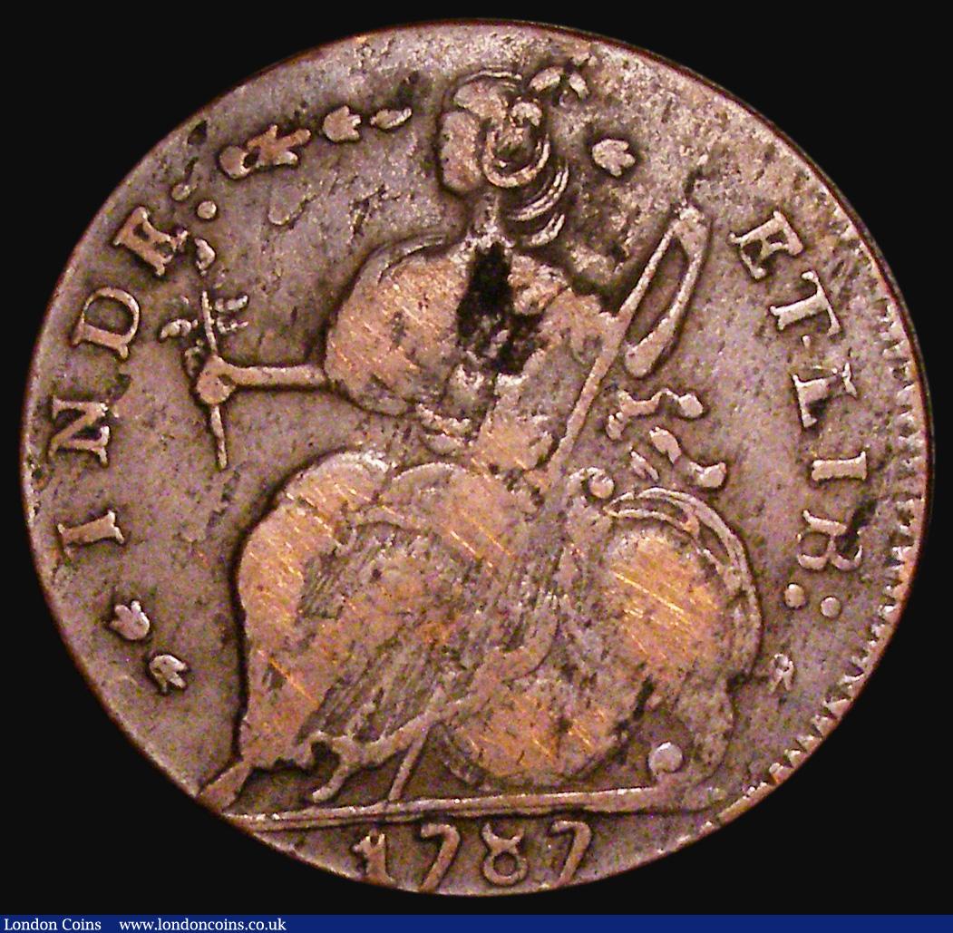 London Coins : A183 : Lot 1200 : USA Halfpenny 1787 Connecticut, Four small fleurons, two scrolls, Breen 813, 8.38 grammes, Near Fine...