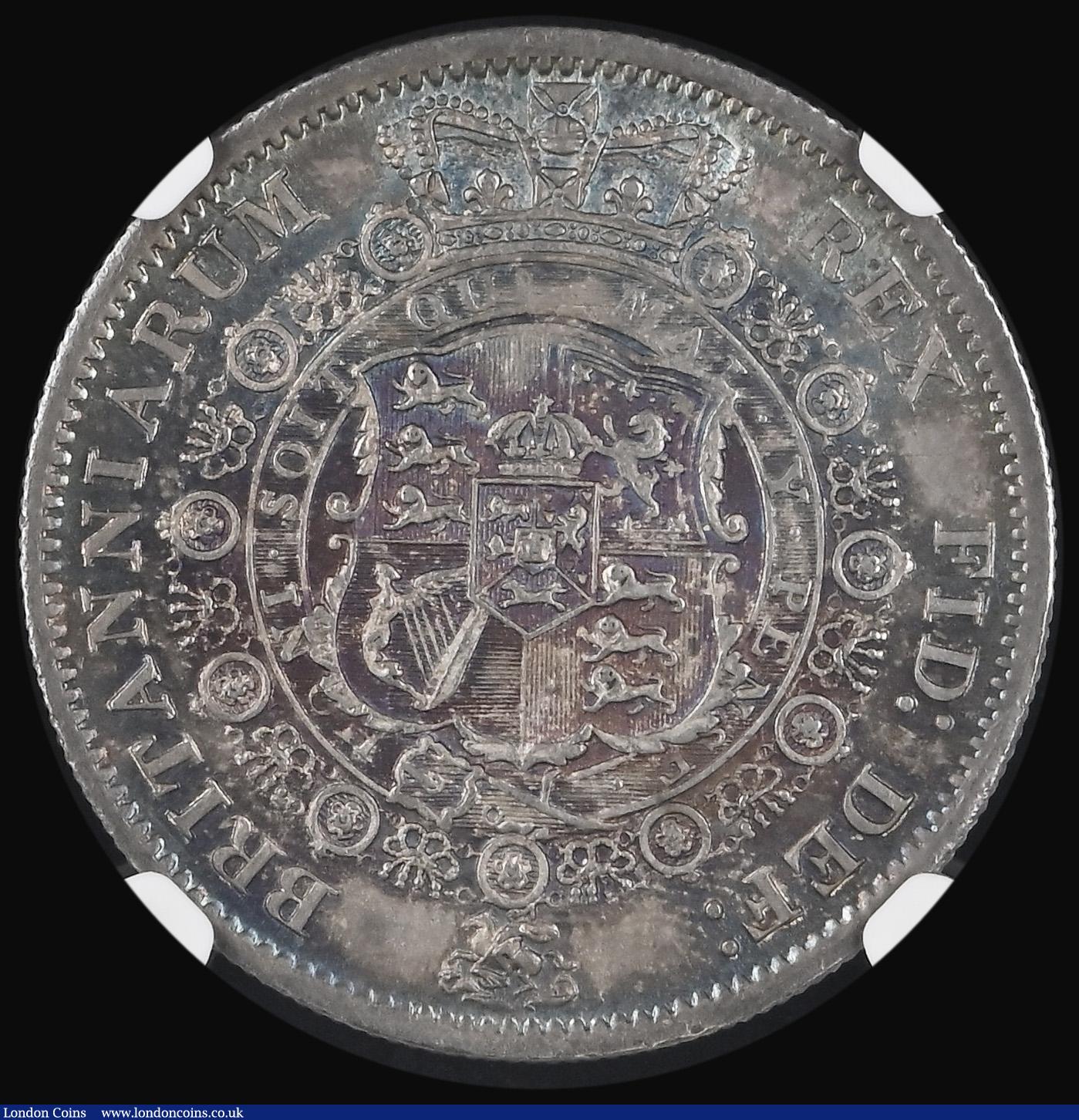 London Coins : A183 : Lot 1900 : Halfcrown 1817 Bull Head ESC 616, Bull 2090 the reverse with an eye-catching blue/green and magenta ...