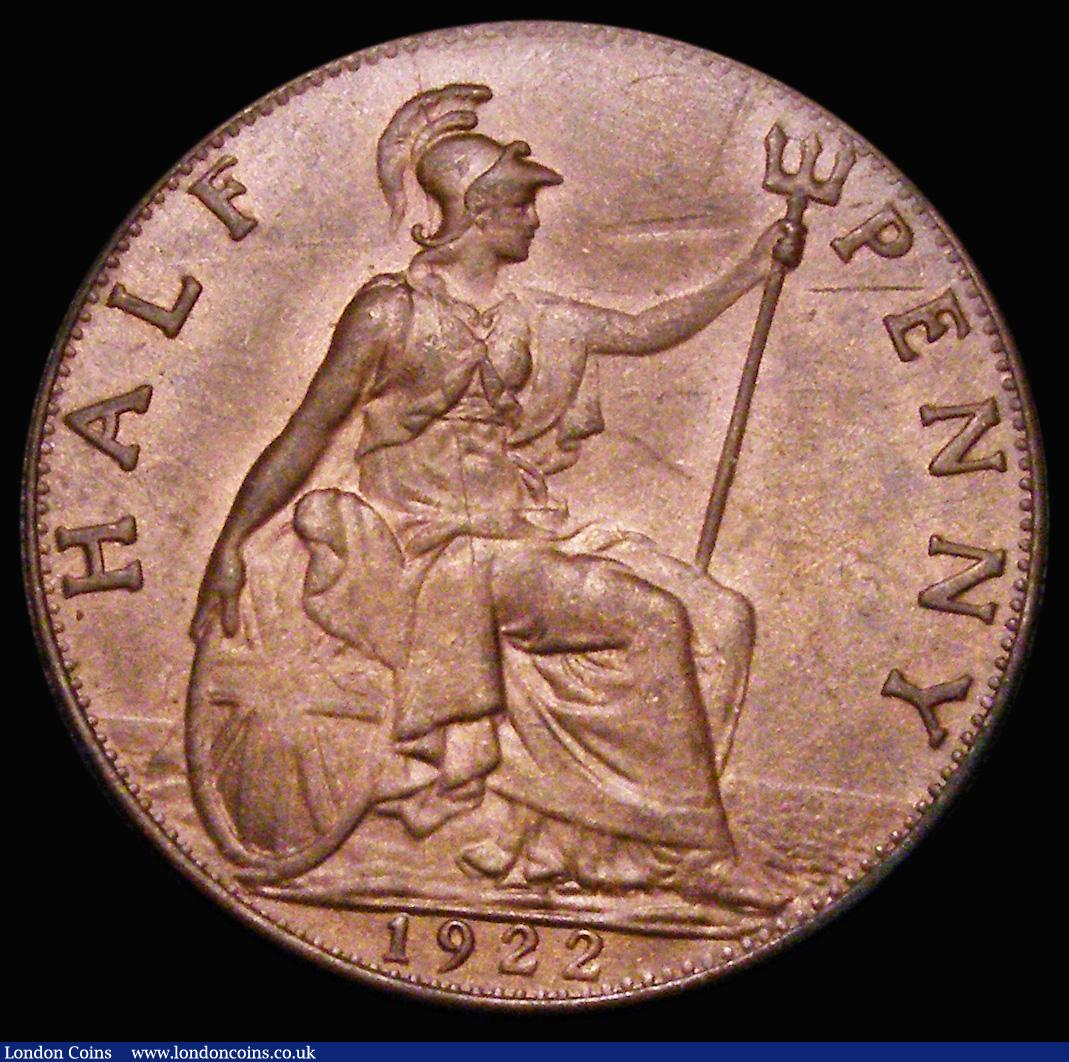 London Coins : A183 : Lot 1972 : Halfpenny 1922 Freeman 401 dies 1+A, UNC or very near so with minor cabinet friction, attractive ton...