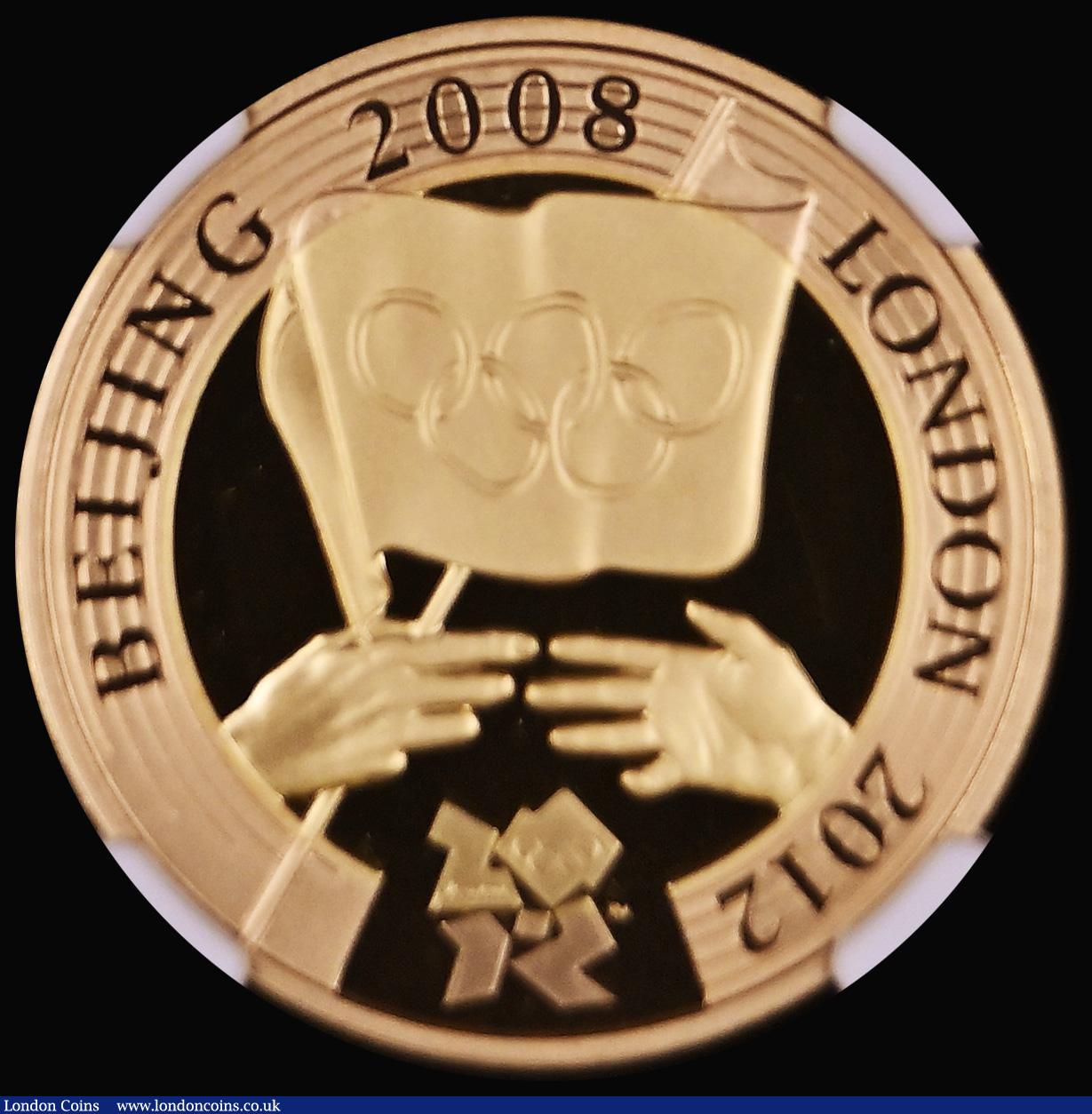 London Coins : A183 : Lot 2409 : Two Pounds 2008 Olympic Handover Beijing to London S.LO31 Gold Proof in an NGC holder and graded PF6...