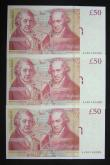 London Coins : A183 : Lot 39 : Fifty Pounds Cleland, B413 Boulton and Watt First Run 3 consecutives AJ36 000094-96 Unc