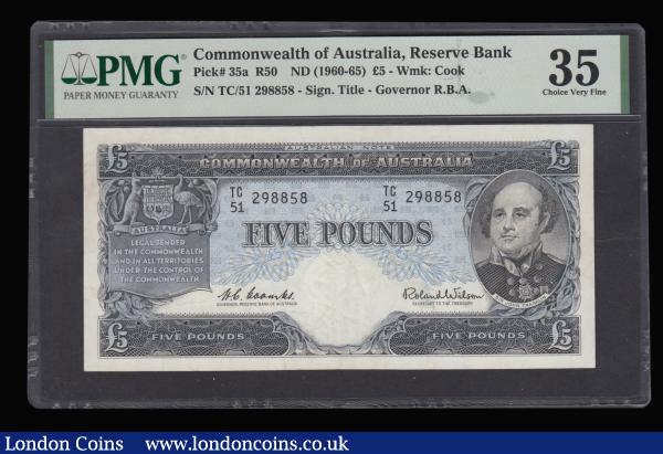 Australia Commonwealth of Australia 5 Pounds (1960-65) Coombes and Wilson Pick 35a Choice Very Fine PMG 35   : World Banknotes : Auction 183 : Lot 69
