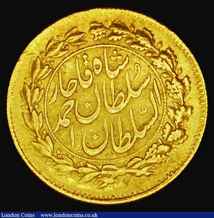 London Coins : A184 : Lot 1219 : Iran 5000 Dinars (Half Toman) Gold AH1330 KM#1067 VF