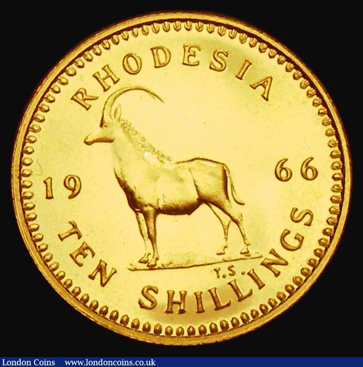 London Coins : A184 : Lot 1281 : Rhodesia Ten Shillings 1966 Gold Proof KM#5 nFDC retaining full mint brilliance