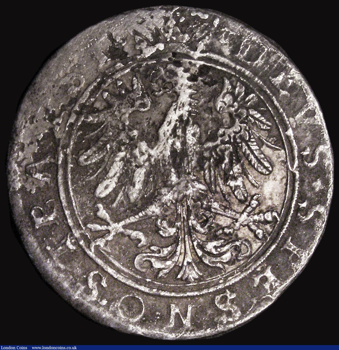 London Coins : A184 : Lot 1339 : Swiss Cantons - Schaffhausen Thaler 1621 2 over 0 KM#25 (unrecorded by Krause as an overdate) Fine/N...