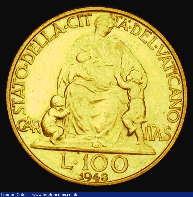 London Coins : A184 : Lot 1374 : Vatican 100 Lire Gold 1948 X KM#39 AU/EF