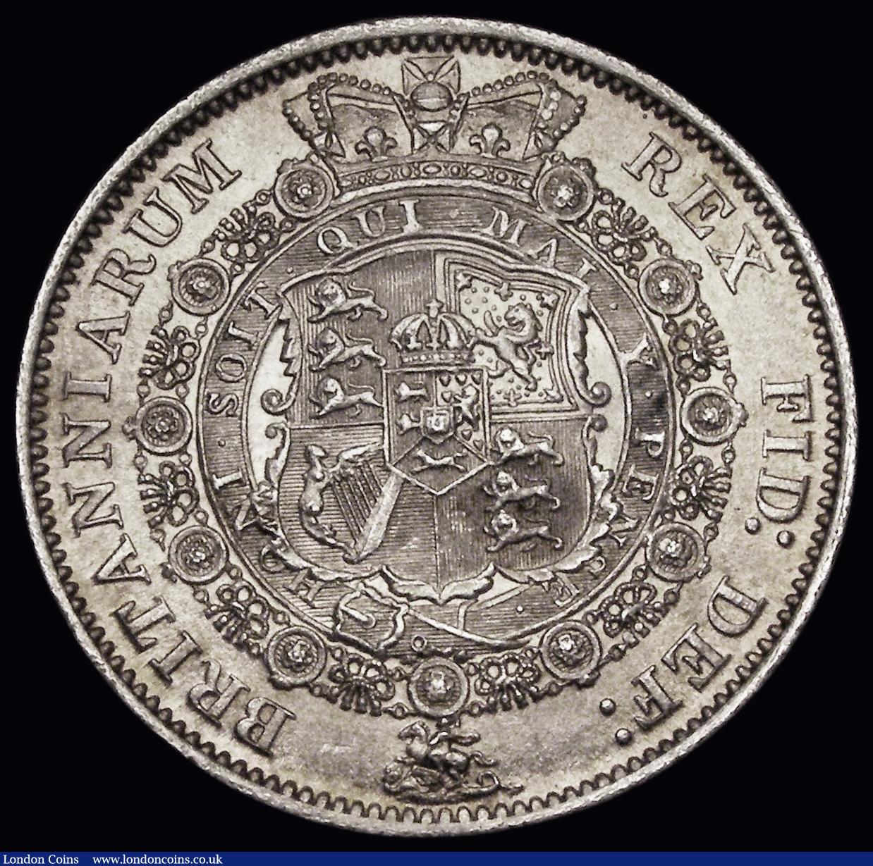 London Coins : A184 : Lot 1733 : Halfcrown 1817 Bull head, S over I in PENSE, ESC 616 variety, Bull 2092, UNC or very near so with so...