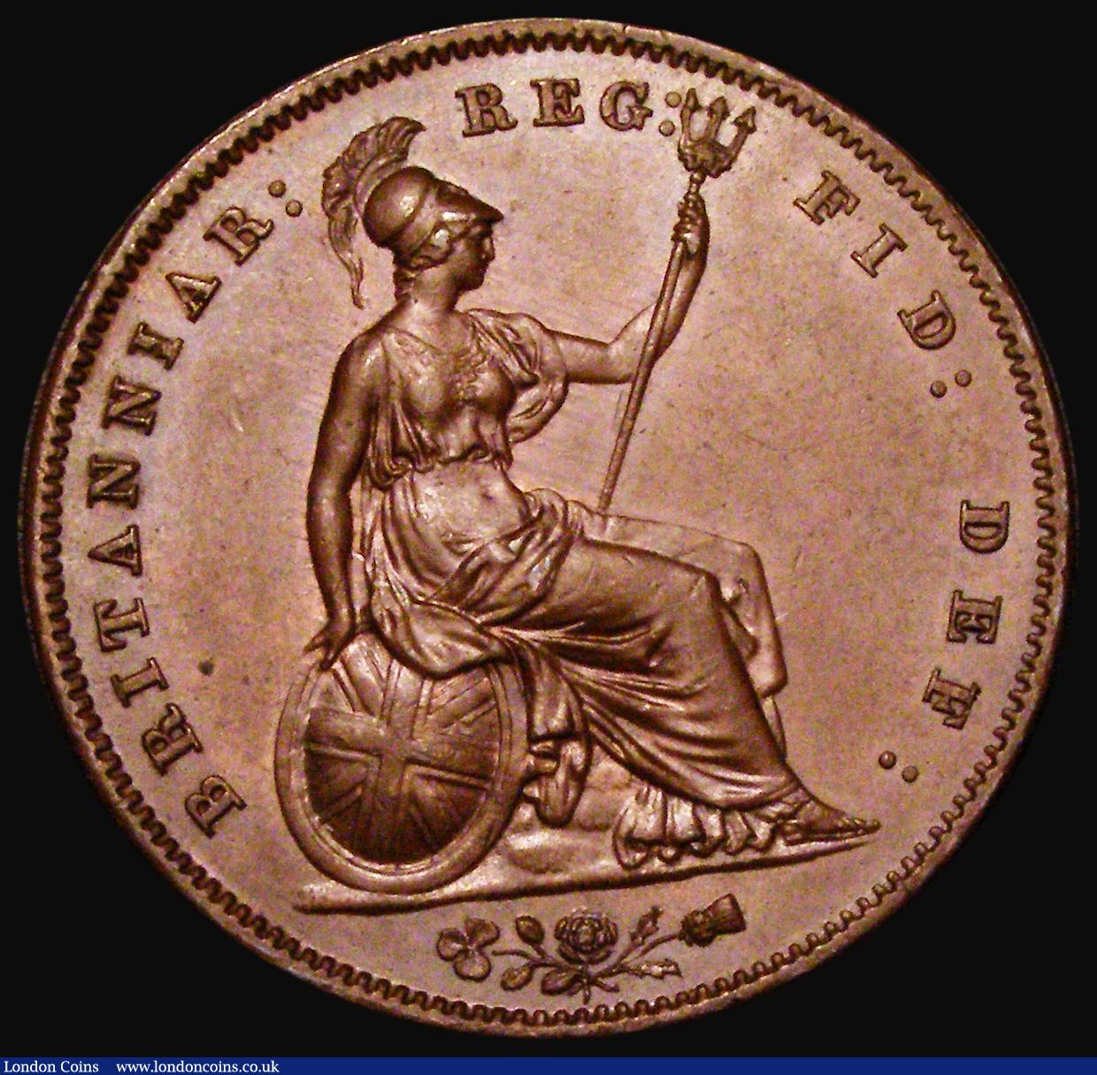 London Coins : A184 : Lot 1819 : Penny 1858 Large Date, No WW, EF with a dark spot in the obverse field