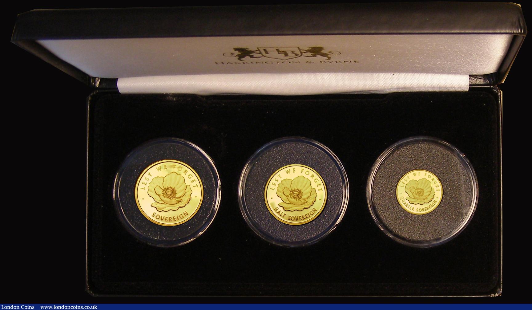 London Coins : A184 : Lot 773 : Tristan Da Cunha 2016 Remembrance Day 3 Coin Sovereign Collection containing Full, half and Quarter ...