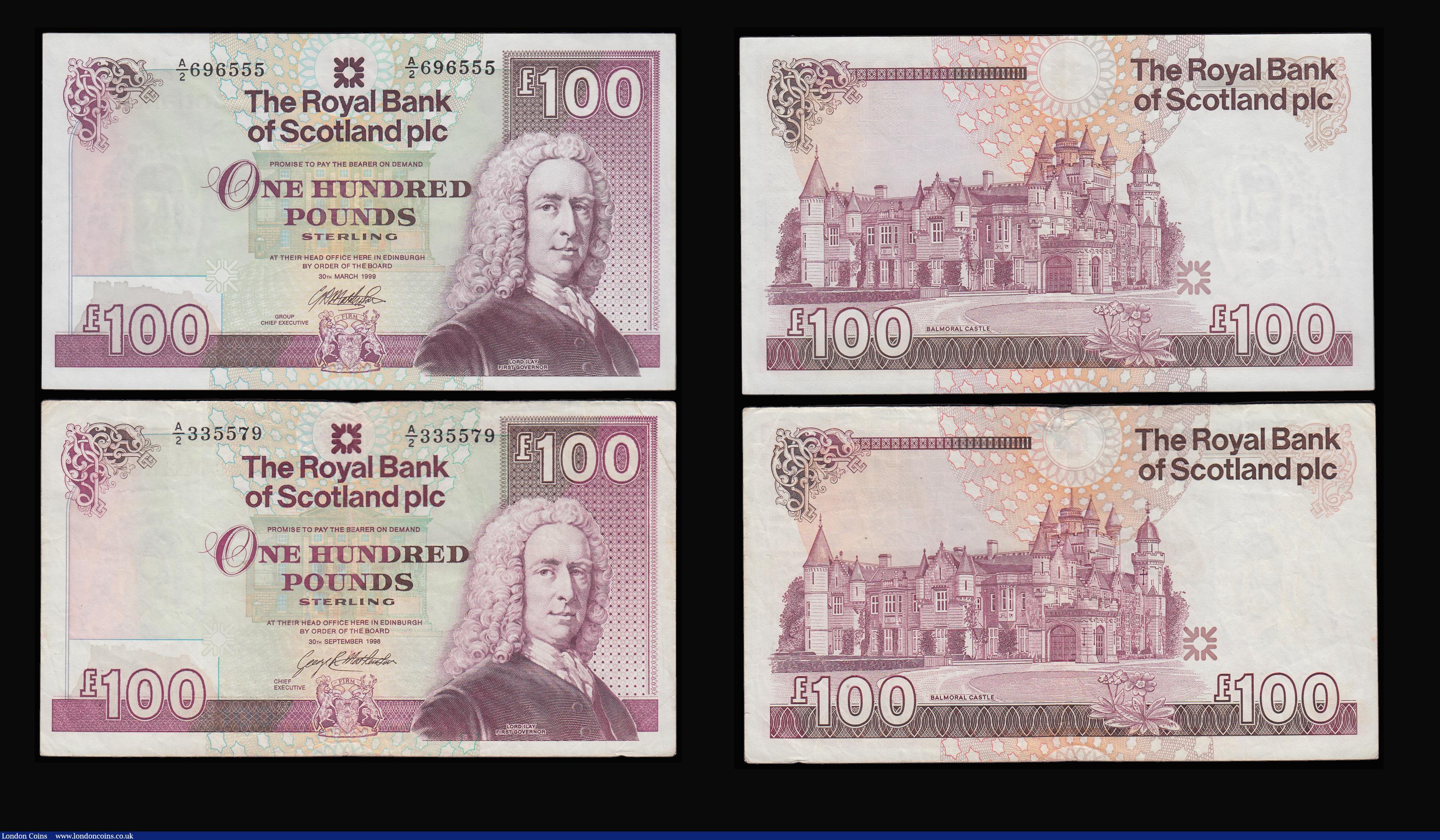 Scotland Royal Bank of Scotland Ltd a collection of four 100 Pounds ...