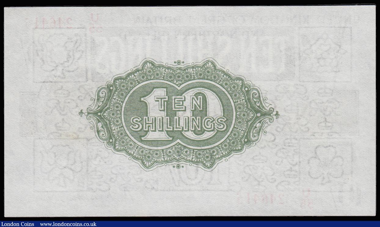London Coins : A185 : Lot 100 : Ten Shillings Warren Fisher T33 issued 1927 series U/55 246415, Northern Ireland in title, AU desira...
