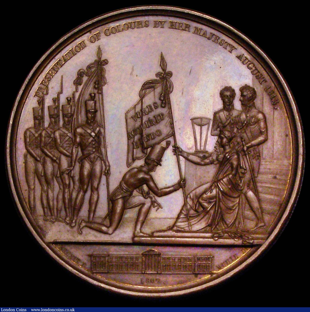 London Coins : A185 : Lot 1110 : Presentation of Colours to the Royal Military College by Queen Charlotte 1813 41mm diameter in coppe...