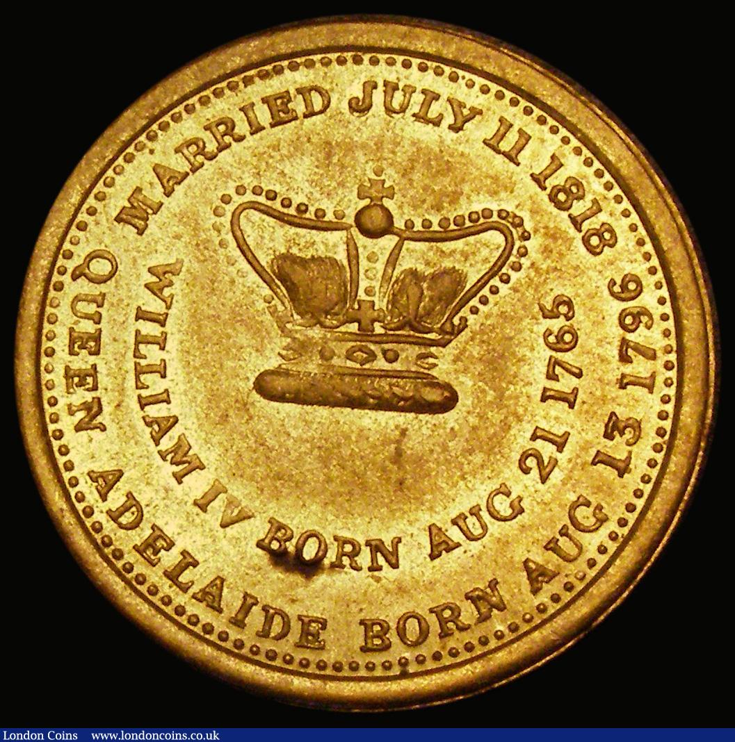 London Coins : A185 : Lot 1141 : Coronation of William IV 1831 25mm diameter in brass, unsigned, Obverse: Conjoined and draped busts ...