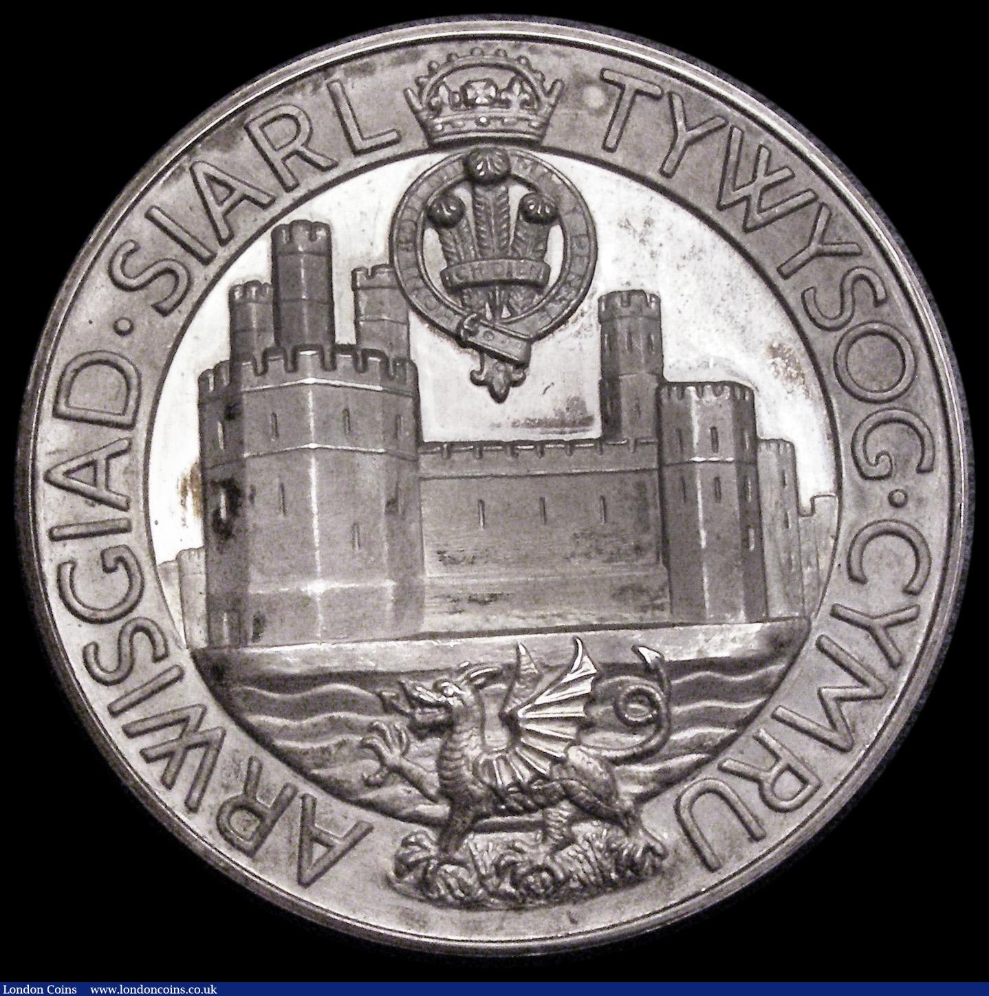 London Coins : A185 : Lot 1292 : Investiture of Prince Charles as Prince of Wales 1969 39mm diameter in silver, Obverse: Bust left dr...