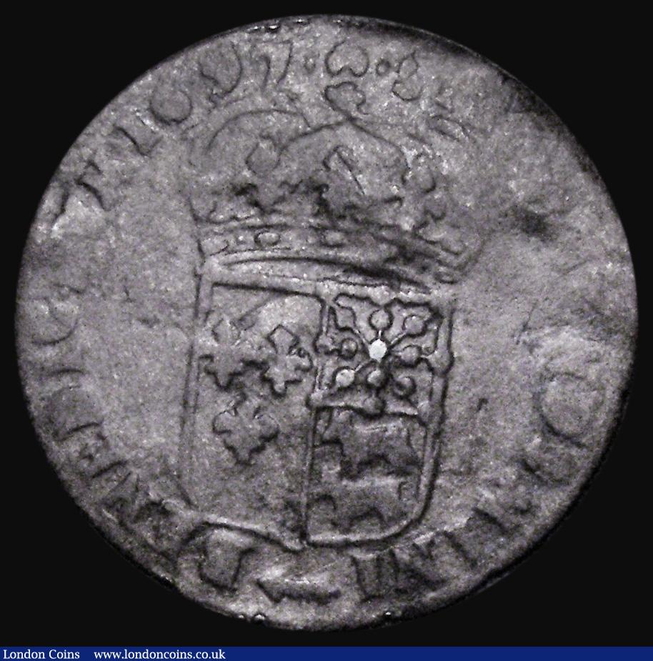 London Coins : A185 : Lot 1404 : France 15 Deniers (Sol de 15 Deniers de France - Navarre) 1697 Obverse: Crowned eight L's back ...
