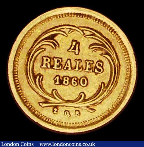 London Coins : A185 : Lot 1456 : Guatemala Four Reales Gold 1860R KM#135 VF/GVF, this issue only minted for three dates, and the only...