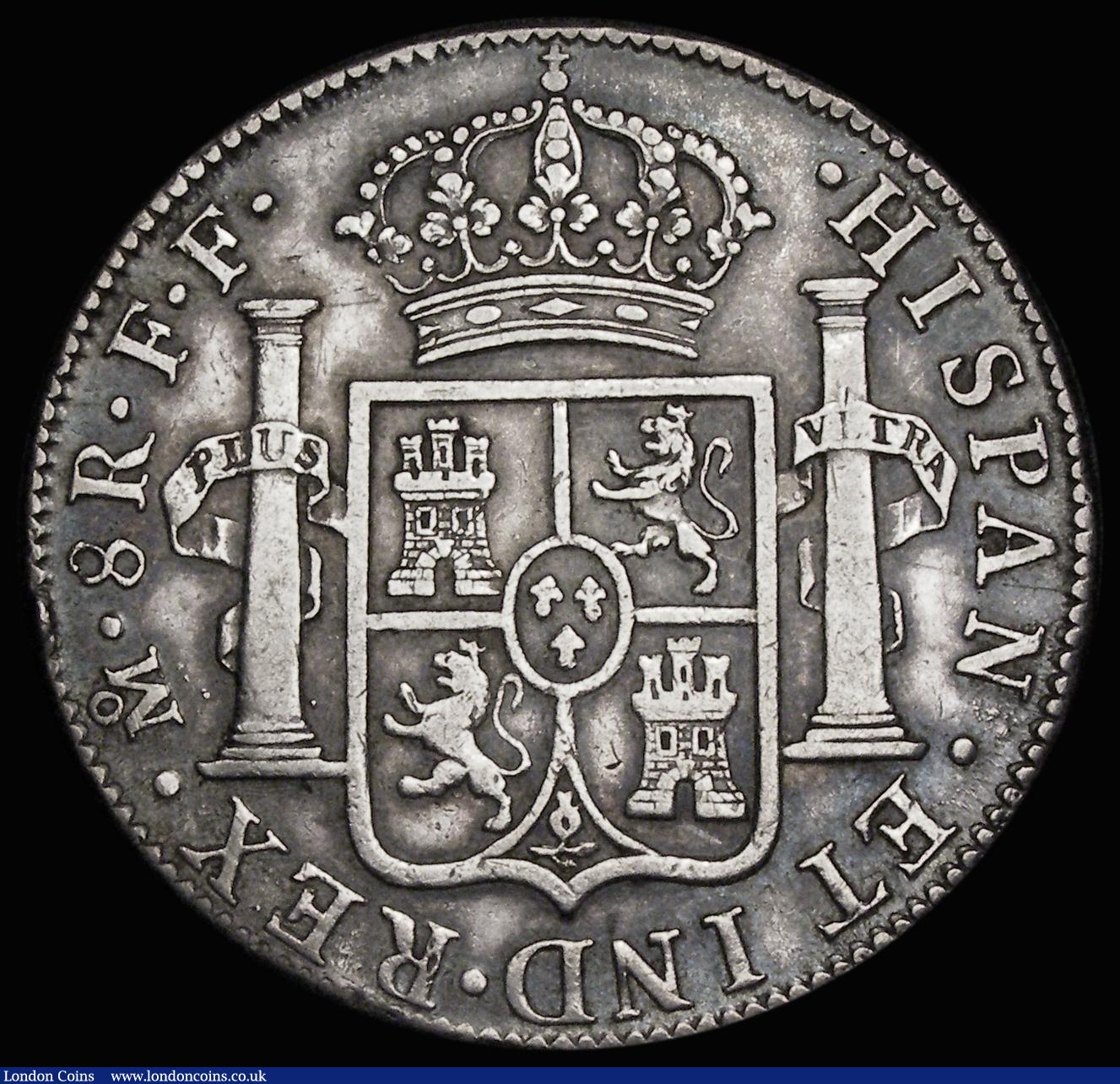 London Coins : A185 : Lot 1501 : Mexico Eight Reales 1782 Mo FF KM#106.2 Bold Fine with a thin scratch and an edge nick