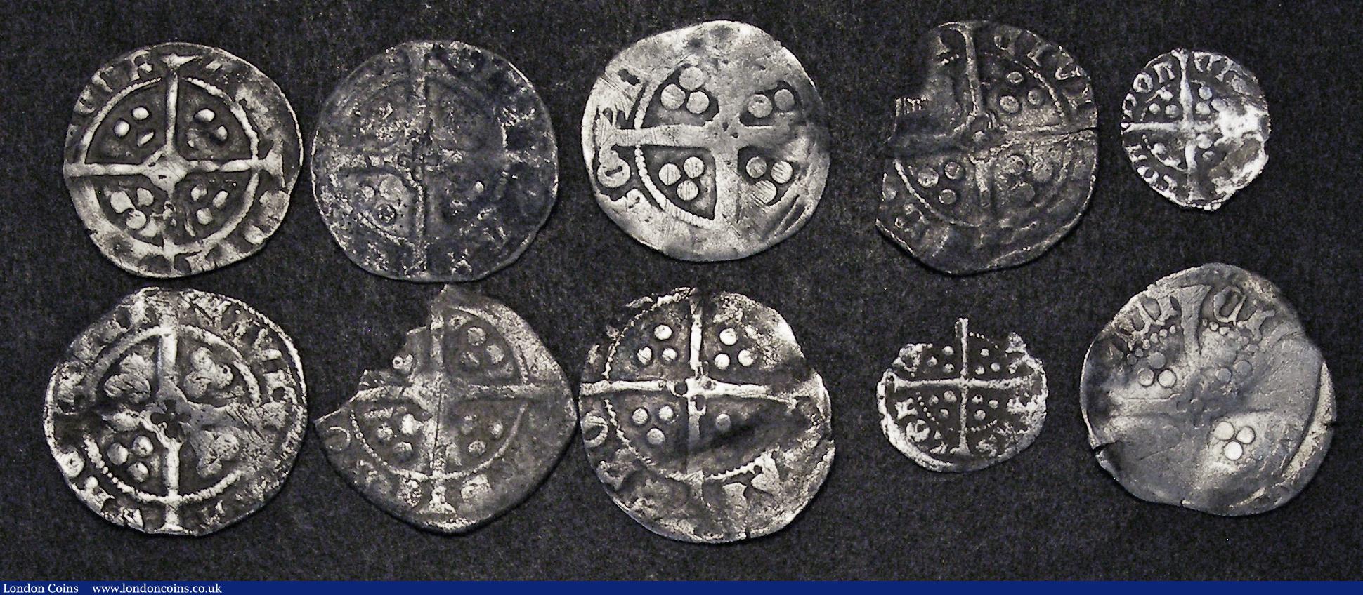 London Coins : A185 : Lot 1665 : Pennies Edward I (8) all York Mint, Fair to VG, two with parts of the coin broken off, Farthings Edw...