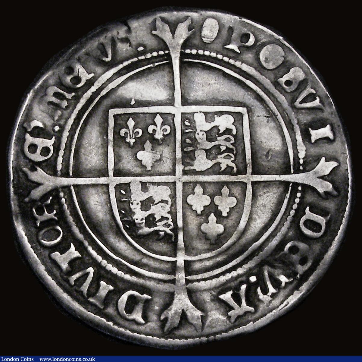 London Coins : A185 : Lot 1688 : Shilling Edward VI Fine Silver Issue, S.2482 mintmark Tun , 5.96 grammes, Fine/Bold Fine, bent and s...